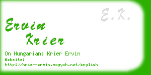 ervin krier business card